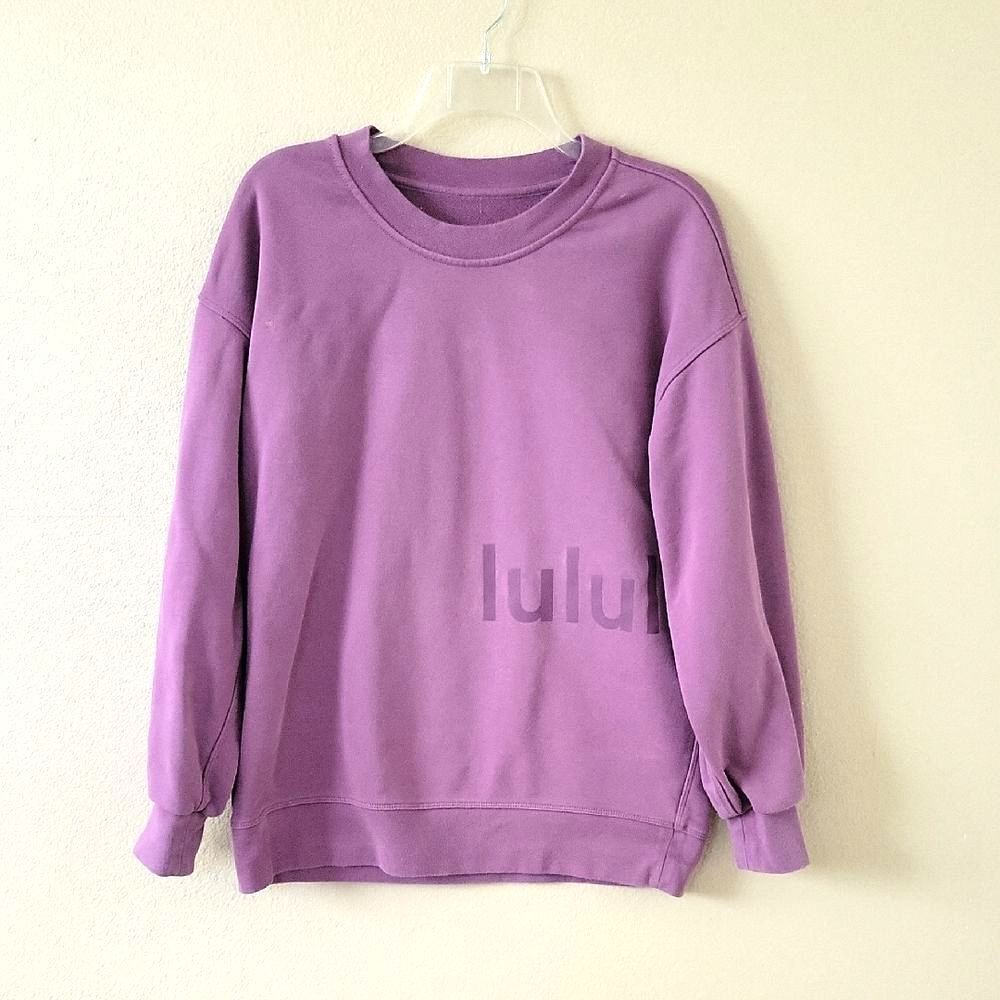 Lululemon Womens Purple Perfectly Oversized Cropped Crewneck Lounge Casual